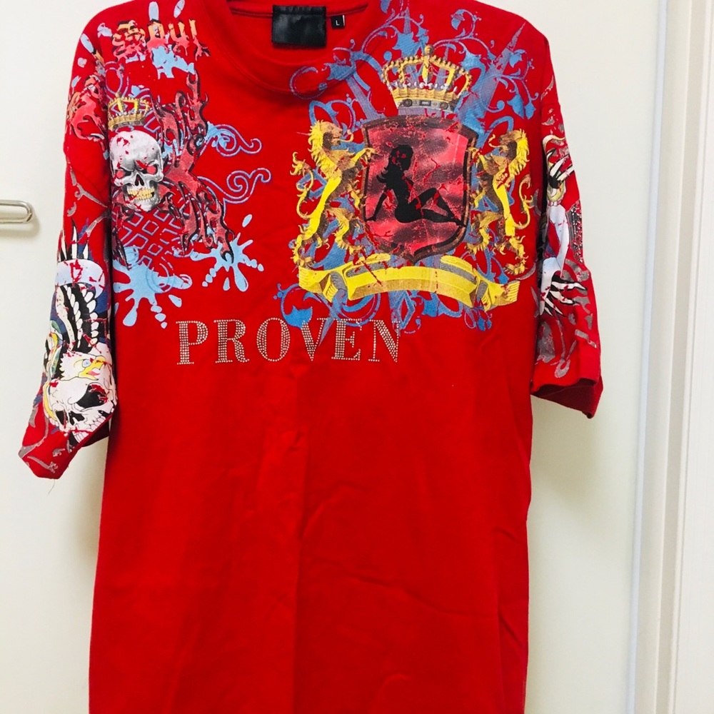 T-shirt proven skull Moto red large